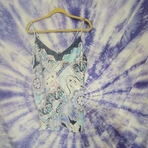 Secret Treasures Women's Black Lace And Paisley Print Slip Nightgown Size XL